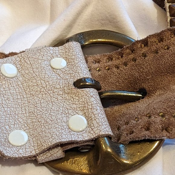 Bohemian Distressed Studded Leather Belt by "B-Low the Belt" - Picture 6 of 11